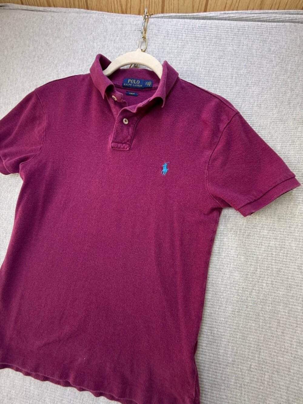 Polo Ralph Lauren Slim Fit Polo Shirt Burgundy Womens S Petite Pony Logo